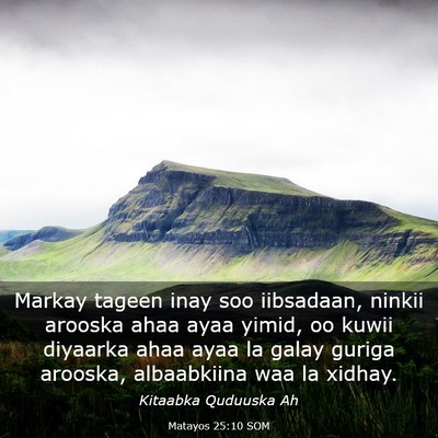 Picture 03 - Matayos 25:10 SOM - Markay tageen inay soo iibsadaan, ninkii arooska - Bible Verse Picture