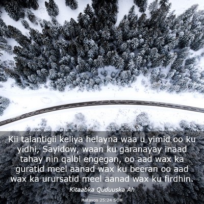Picture 03 - Matayos 25:24 SOM - Kii talantigii keliya helayna waa u yimid oo ku - Bible Verse Picture
