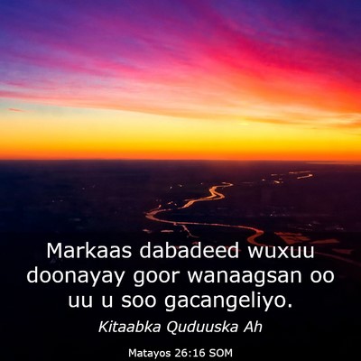 Picture 03 - Matayos 26:16 SOM - Markaas dabadeed wuxuu doonayay goor wanaagsan oo - Bible Verse Picture