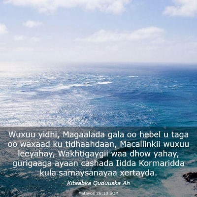 Picture 03 - Matayos 26:18 SOM - Wuxuu yidhi, Magaalada gala oo hebel u taga oo - Bible Verse Picture