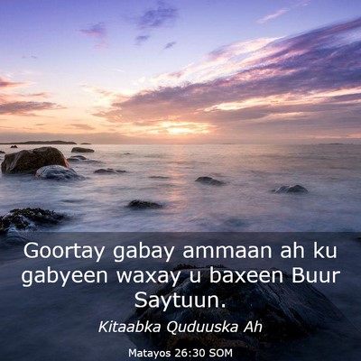 Picture 03 - Matayos 26:30 SOM - Goortay gabay ammaan ah ku gabyeen waxay u baxeen - Bible Verse Picture