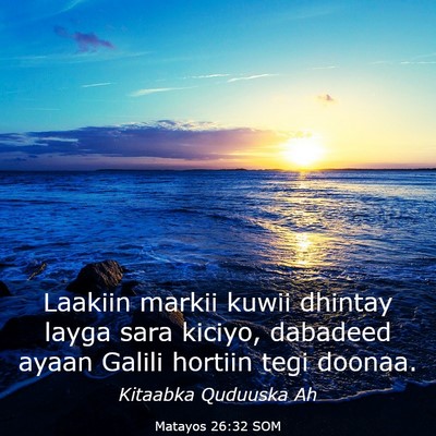 Picture 03 - Matayos 26:32 SOM - Laakiin markii kuwii dhintay layga sara kiciyo, - Bible Verse Picture