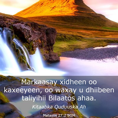 Picture 03 - Matayos 27:2 SOM - Markaasay xidheen oo kaxeeyeen, oo waxay u - Bible Verse Picture