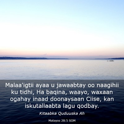 Picture 03 - Matayos 28:5 SOM - Malaa'igtii ayaa u jawaabtay oo naagihii ku - Bible Verse Picture