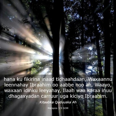 Picture 03 - Matayos 3:9 SOM - hana ku fikirina inaad tidhaahdaan, Waxaannu - Bible Verse Picture