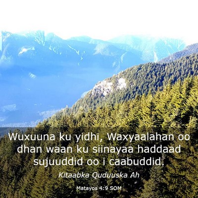 Picture 03 - Matayos 4:9 SOM - Wuxuuna ku yidhi, Waxyaalahan oo dhan waan ku - Bible Verse Picture
