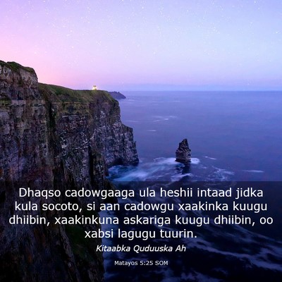 Picture 03 - Matayos 5:25 SOM - Dhaqso cadowgaaga ula heshii intaad jidka kula - Bible Verse Picture