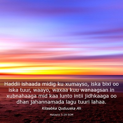 Picture 03 - Matayos 5:29 SOM - Haddii ishaada midig ku xumayso, iska bixi oo - Bible Verse Picture