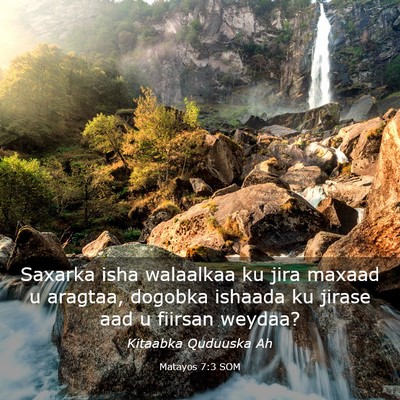 Picture 03 - Matayos 7:3 SOM - Saxarka isha walaalkaa ku jira maxaad u aragtaa, - Bible Verse Picture