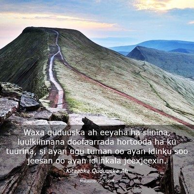 Picture 03 - Matayos 7:6 SOM - Waxa quduuska ah eeyaha ha siinina, luulkiinnana - Bible Verse Picture