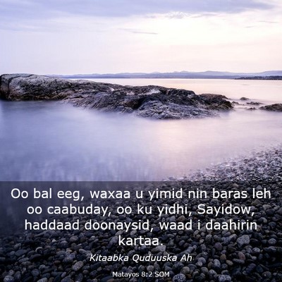 Picture 03 - Matayos 8:2 SOM - Oo bal eeg, waxaa u yimid nin baras leh oo - Bible Verse Picture