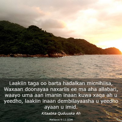 Picture 03 - Matayos 9:13 SOM - Laakiin taga oo barta hadalkan micnihiisa, Waxaan - Bible Verse Picture