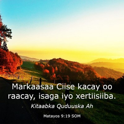 Picture 03 - Matayos 9:19 SOM - Markaasaa Ciise kacay oo raacay, isaga iyo - Bible Verse Picture