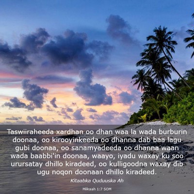 Picture 03 - Miikaah 1:7 SOM - Taswiiraheeda xardhan oo dhan waa la wada - Bible Verse Picture