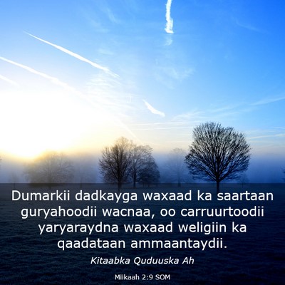 Picture 03 - Miikaah 2:9 SOM - Dumarkii dadkayga waxaad ka saartaan guryahoodii - Bible Verse Picture