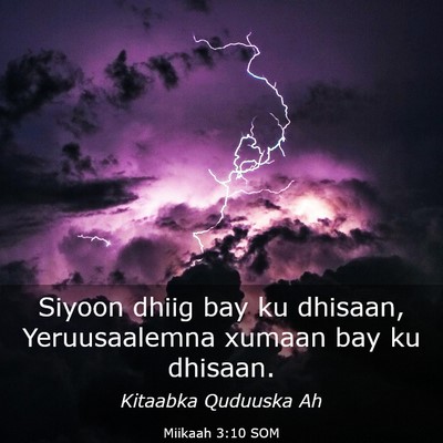 Picture 03 - Miikaah 3:10 SOM - Siyoon dhiig bay ku dhisaan, Yeruusaalemna xumaan - Bible Verse Picture