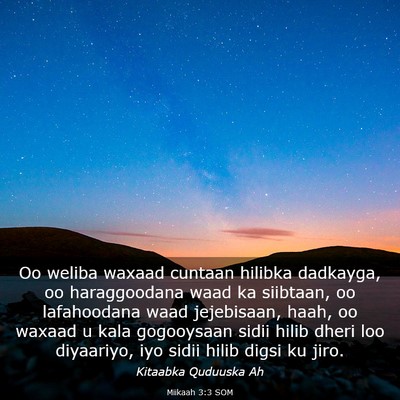 Picture 03 - Miikaah 3:3 SOM - Oo weliba waxaad cuntaan hilibka dadkayga, oo - Bible Verse Picture
