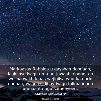Picture 03 - Miikaah 3:4 SOM - Markaasay Rabbiga u qayshan doonaan, laakiinse - Bible Verse Picture