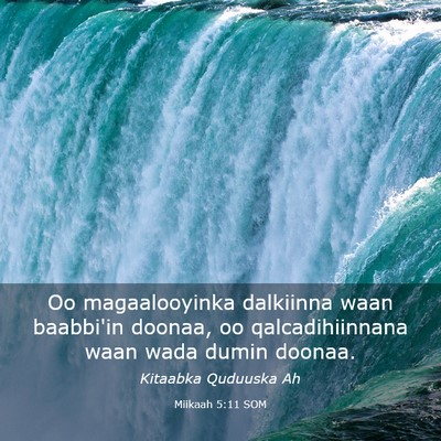 Picture 03 - Miikaah 5:11 SOM - Oo magaalooyinka dalkiinna waan baabbi'in doonaa, - Bible Verse Picture