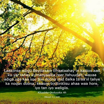 Picture 03 - Miikaah 5:2 SOM - Laakiinse adigu Beytlaxam Efraataahay in kastoo - Bible Verse Picture