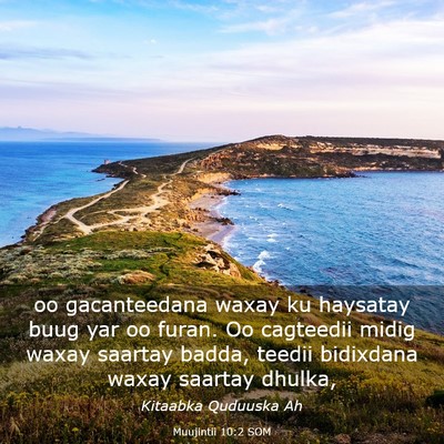 Picture 03 - Muujintii 10:2 SOM - oo gacanteedana waxay ku haysatay buug yar oo - Bible Verse Picture