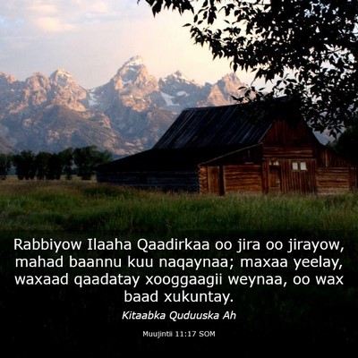 Picture 03 - Muujintii 11:17 SOM - Rabbiyow Ilaaha Qaadirkaa oo jira oo jirayow, - Bible Verse Picture