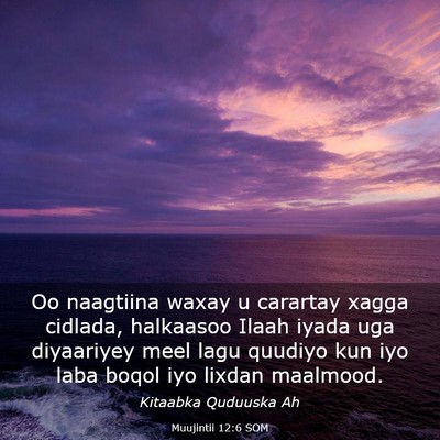 Picture 03 - Muujintii 12:6 SOM - Oo naagtiina waxay u carartay xagga cidlada, - Bible Verse Picture