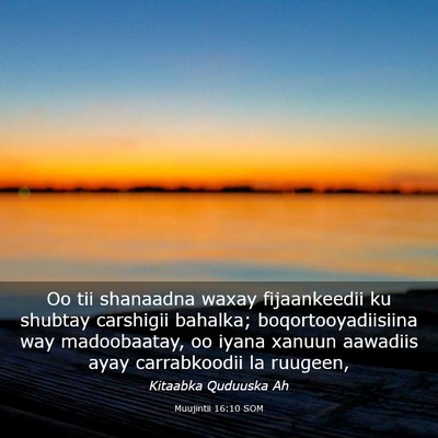 Picture 03 - Muujintii 16:10 SOM - Oo tii shanaadna waxay fijaankeedii ku shubtay - Bible Verse Picture
