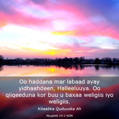 Picture 03 - Muujintii 19:3 SOM - Oo haddana mar labaad ayay yidhaahdeen, - Bible Verse Picture