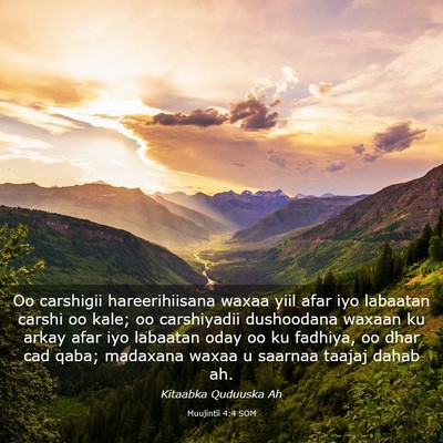 Picture 03 - Muujintii 4:4 SOM - Oo carshigii hareerihiisana waxaa yiil afar iyo - Bible Verse Picture