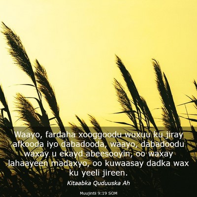 Picture 03 - Muujintii 9:19 SOM - Waayo, fardaha xooggoodu wuxuu ku jiray afkooda - Bible Verse Picture