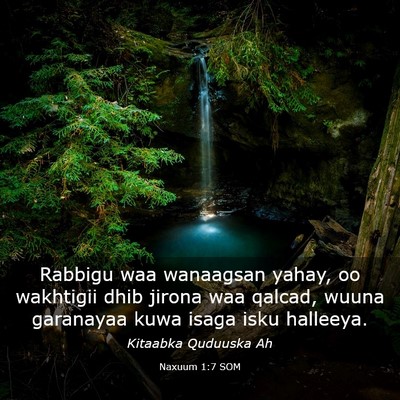 Picture 03 - Naxuum 1:7 SOM - Rabbigu waa wanaagsan yahay, oo wakhtigii dhib - Bible Verse Picture