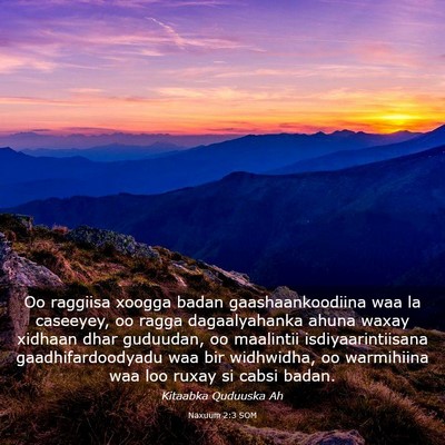 Picture 03 - Naxuum 2:3 SOM - Oo raggiisa xoogga badan gaashaankoodiina waa la - Bible Verse Picture