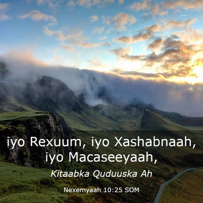Picture 03 - Nexemyaah 10:25 SOM - iyo Rexuum, iyo Xashabnaah, iyo - Bible Verse Picture