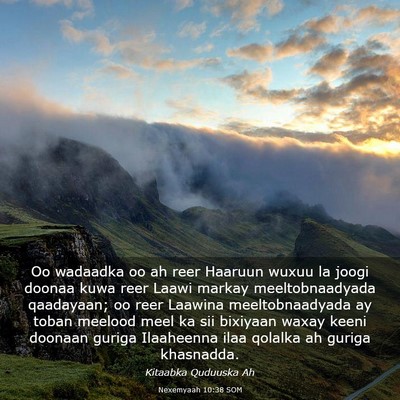 Picture 03 - Nexemyaah 10:38 SOM - Oo wadaadka oo ah reer Haaruun wuxuu la joogi - Bible Verse Picture