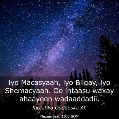 Picture 03 - Nexemyaah 10:8 SOM - iyo Macasyaah, iyo Bilgay, iyo Shemacyaah. Oo - Bible Verse Picture