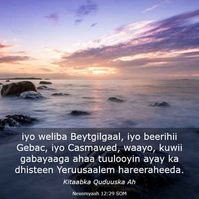 Picture 03 - Nexemyaah 12:29 SOM - iyo weliba Beytgilgaal, iyo beerihii Gebac, iyo - Bible Verse Picture