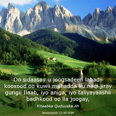 Picture 03 - Nexemyaah 12:40 SOM - Oo sidaasay u joogsadeen labadii kooxood oo kuwii - Bible Verse Picture