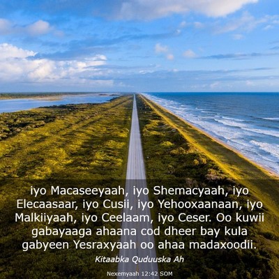 Picture 03 - Nexemyaah 12:42 SOM - iyo Macaseeyaah, iyo Shemacyaah, iyo Elecaasaar, - Bible Verse Picture