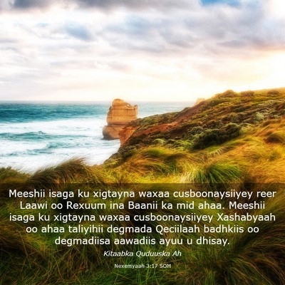 Picture 03 - Nexemyaah 3:17 SOM - Meeshii isaga ku xigtayna waxaa cusboonaysiiyey - Bible Verse Picture