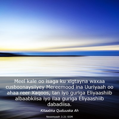 Picture 03 - Nexemyaah 3:21 SOM - Meel kale oo isaga ku xigtayna waxaa - Bible Verse Picture