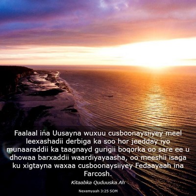 Picture 03 - Nexemyaah 3:25 SOM - Faalaal ina Uusayna wuxuu cusboonaysiiyey meel - Bible Verse Picture