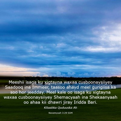 Picture 03 - Nexemyaah 3:29 SOM - Meeshii isaga ku xigtayna waxaa cusboonaysiiyey - Bible Verse Picture