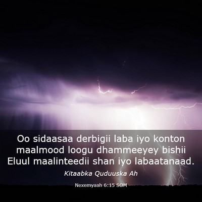 Picture 03 - Nexemyaah 6:15 SOM - Oo sidaasaa derbigii laba iyo konton maalmood - Bible Verse Picture