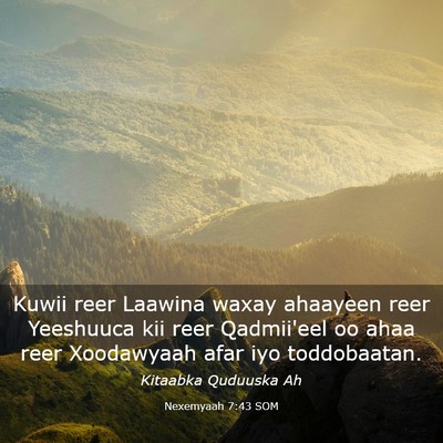 Picture 03 - Nexemyaah 7:43 SOM - Kuwii reer Laawina waxay ahaayeen reer Yeeshuuca - Bible Verse Picture