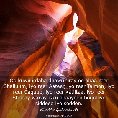 Picture 03 - Nexemyaah 7:45 SOM - Oo kuwii irdaha dhawri jiray oo ahaa reer - Bible Verse Picture