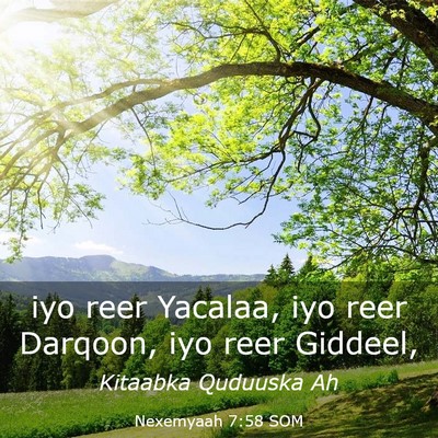 Picture 03 - Nexemyaah 7:58 SOM - iyo reer Yacalaa, iyo reer Darqoon, iyo reer - Bible Verse Picture