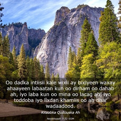 Picture 03 - Nexemyaah 7:72 SOM - Oo dadka intiisii kale wixii ay bixiyeen waxay - Bible Verse Picture
