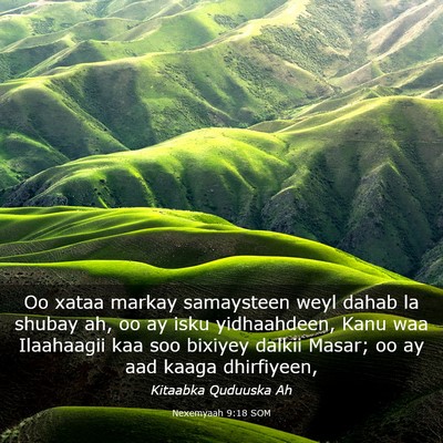 Picture 03 - Nexemyaah 9:18 SOM - Oo xataa markay samaysteen weyl dahab la shubay - Bible Verse Picture