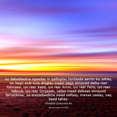 Picture 03 - Nexemyaah 9:8 SOM - oo dabadeedna ogaaday in qalbigiisu hortaada - Bible Verse Picture